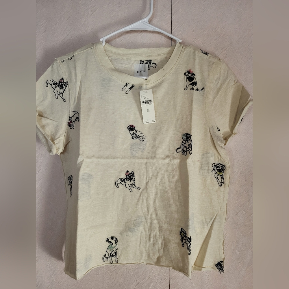 Anthropologie Maeve The Caitlin Embroidered Boxy Tee - Picture 4 of 10